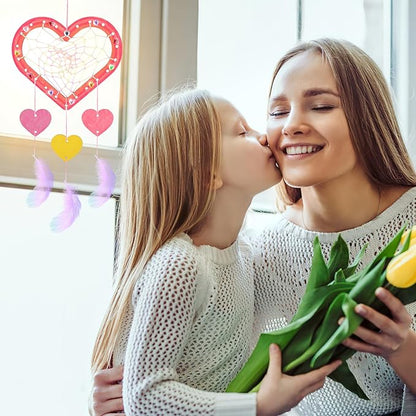 8Pack Dream Catcher Craft Kit for Kids Paint You Own Love Heart Wooden Dream Catcher Wooden Art and Craft Heart Cutous Unfinished Dream Catcher Wood Dream for Party Classroom Art Activity Project