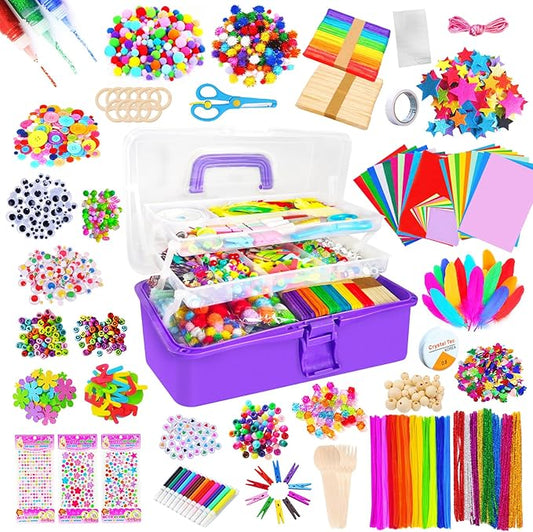 Itopstar 3000+ Kids Arts and Crafts Supplies for Kids Girls Ultimate Crafting Supply Set in Portable 3 Layered Plastic Art Box All in One for Craft DIY Art Supplies Crafts for Girls 8-12