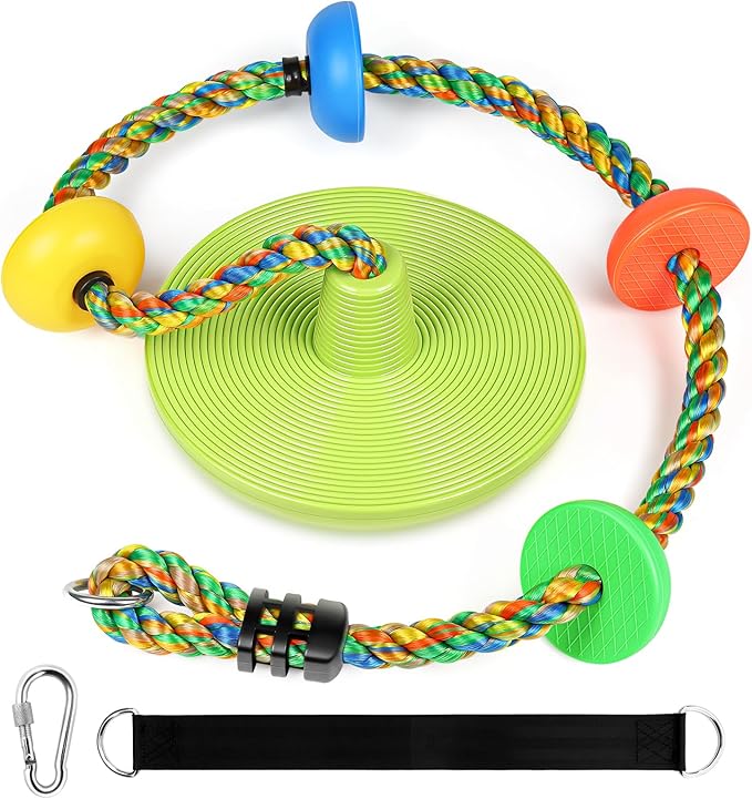 ZNCMRR Tree Swing Climbing Rope, Heavy Duty Swings Seat Replacement for Kids Disc Rope Climbing Swings Seat for Tree Indoor Outdoor Playground Swing Set Accessories(Leaf Green)