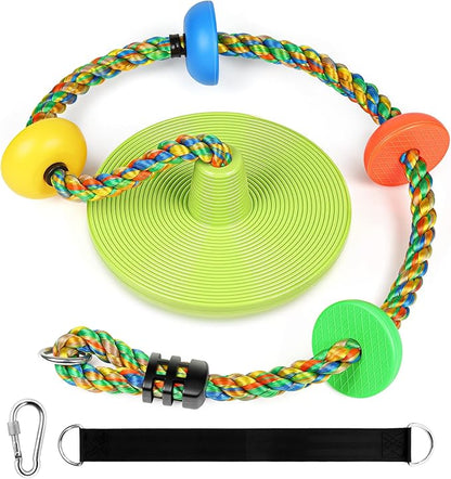 ZNCMRR Tree Swing Climbing Rope, Heavy Duty Swings Seat Replacement for Kids Disc Rope Climbing Swings Seat for Tree Indoor Outdoor Playground Swing Set Accessories(Leaf Green)