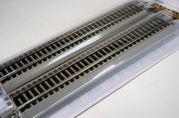 Bachmann Trains - Snap-Fit E-Z Track 9” Straight Track (4/card) - Nickel Silver Rail With Gray Roadbed - HO Scale, 8