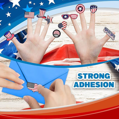 Artcreativity Assorted USA Stickers, Patriotic Stickers for Kids, 100 Sheets with Over 1,000 American Flag Stickers, Memorial Day Crafts for Kids, Memorial Day Stickers Decorations