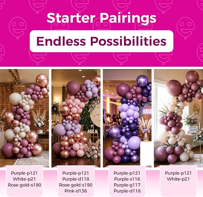 Bezente Dark Purple Latex Party Balloons - 100 Pack 12 inch Round Helium Dark Magenta Dusty Plum Royal Purple Boho Neutral Balloons for Butterfly Birthday Wedding Anniversary Party Decorations