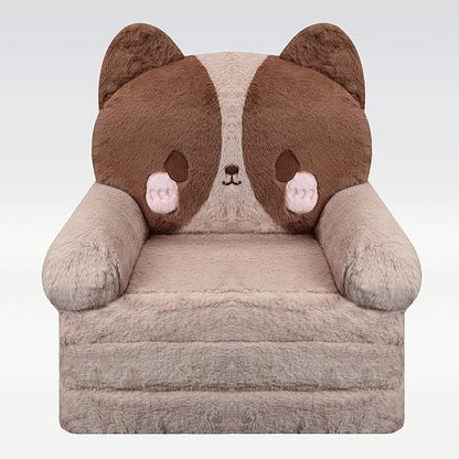 MONKISS 2-in-1 Toddler Couch Chairs Comfy, Kids Chair Couch, Mini Couch, Flip Out Sherpa Kids Sofa, Baby Couch, Chair for Toddlers 1-3, Kids Lounge Chair Reading Chair, Kids Couch Bed Fold Out, Dog