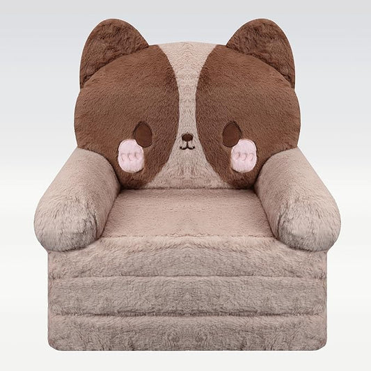 MONKISS 2-in-1 Toddler Couch Chairs Comfy, Kids Chair Couch, Mini Couch, Flip Out Sherpa Kids Sofa, Baby Couch, Chair for Toddlers 1-3, Kids Lounge Chair Reading Chair, Kids Couch Bed Fold Out, Dog