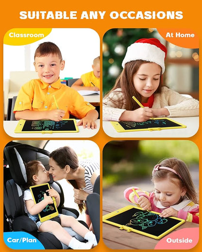 Bravokids LCD Writing Tablet for 3-8 Year Old Girls and Boys - 10 Inch Electronic Doodle Board Drawing Pad, Educational Birthday Gift for Kids and Toddlers (Yellow)