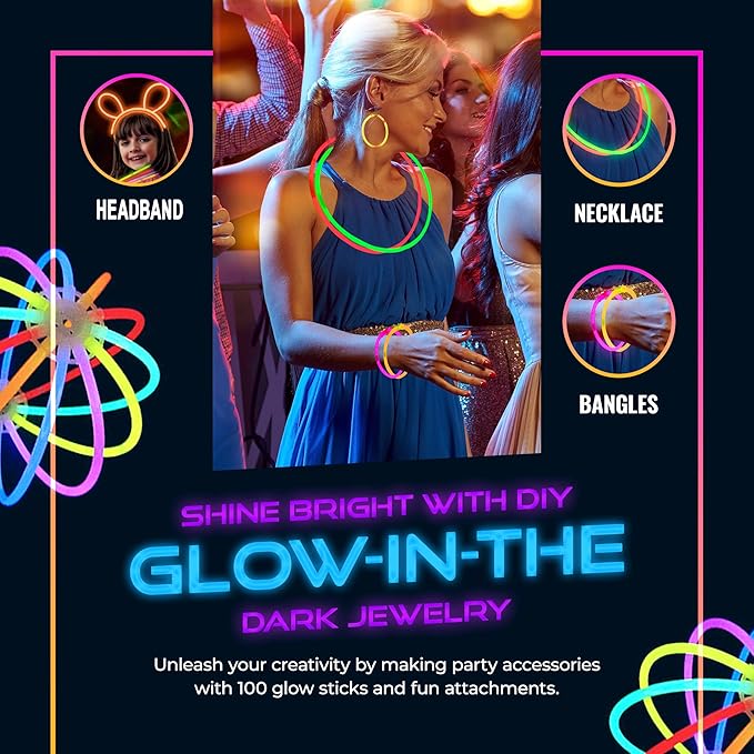 240 Glow Sticks Party Pack – Camping Glow Activities For Families – Neon Light Sticks Decoration For Party Favors Kids And Adults, Balls, Flowers And Much More