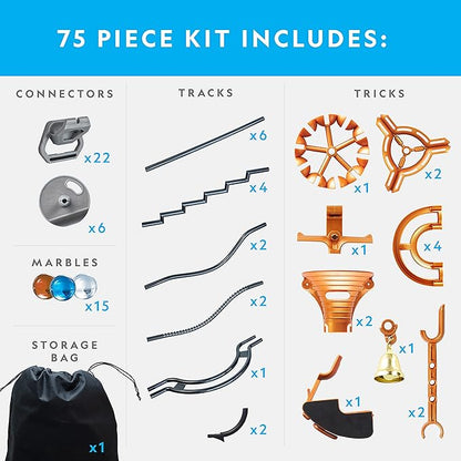 NATIONAL GEOGRAPHIC Magnetic Marble Run - 75-Piece STEM Building Set for Kids & Adults with Magnetic Track & Trick Pieces & Marbles for Building A Marble Maze, STEM Project (Amazon Exclusive)