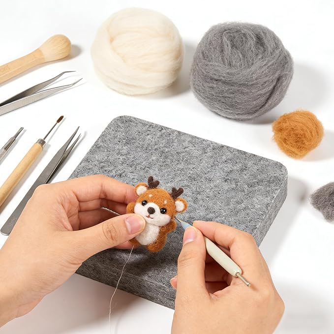 Healifty Thick Wool Needle Felting Pad: Dense Felt Work Mat for DIY Craft Sewing Beginners Kids Adults Thick Square Block Workbench Base Board Tool Light Grey 6 X 6 X 1 Inch
