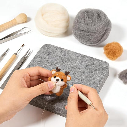 Healifty Thick Wool Needle Felting Pad: Dense Felt Work Mat for DIY Craft Sewing Beginners Kids Adults Thick Square Block Workbench Base Board Tool Light Grey 6 X 6 X 1 Inch