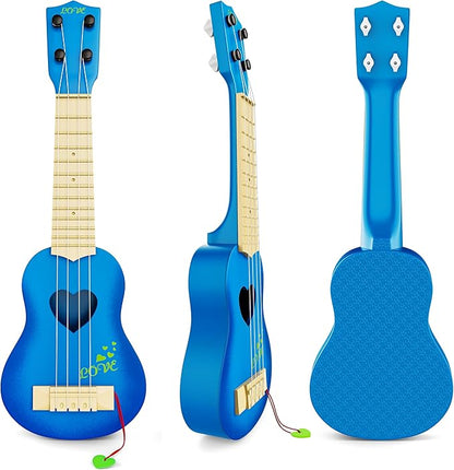 YEZI Classical Ukulele for Kids, Mini Toddler Guitar Toy with Pick, Educational Musical Instrument for Preschool Boys Girls, Early Learning Music Toy for Ages 3 4 5 6+ Years Old, Blue