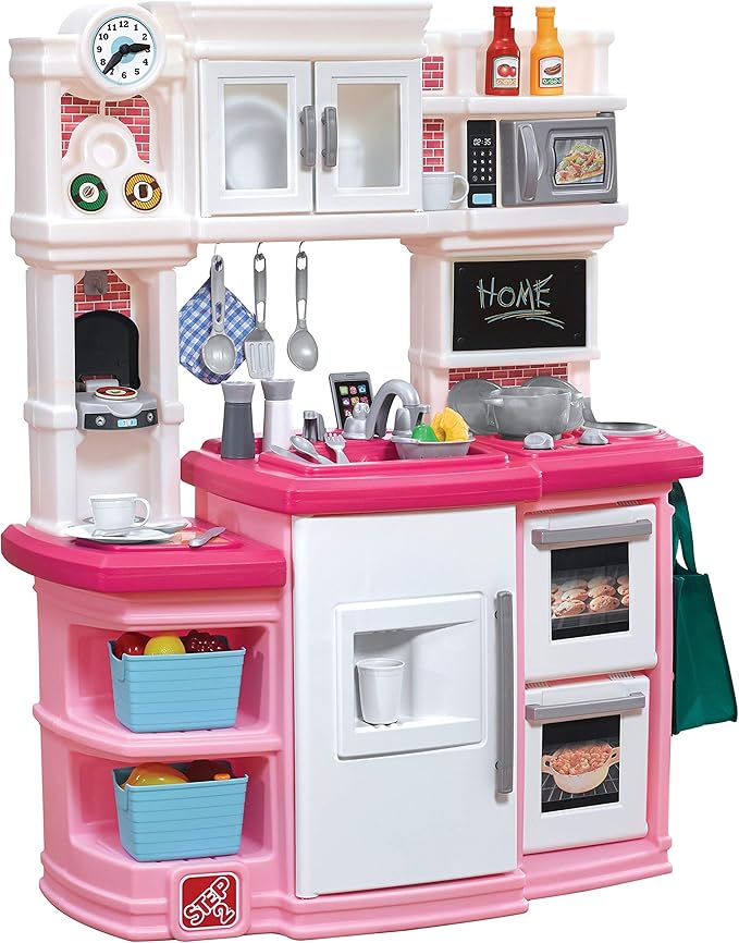 Step2 784200 Great Gourmet Kitchen | Durable Kids Kitchen Playset with Lights & Sounds | Pink Plastic Play Kitchen, 16.75 x 39 x 46 inches