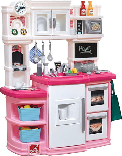 Step2 784200 Great Gourmet Kitchen | Durable Kids Kitchen Playset with Lights & Sounds | Pink Plastic Play Kitchen, 16.75 x 39 x 46 inches