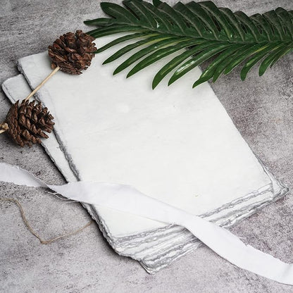 LEATHER VILLAGE Watercolor Paper - 6 X 4 inches, 50 Sheets - Mixed Media Watercolor Paper - 150 GSM Thick Deckle Edge Virgin Cotton Handmade Paper - Grey Toned