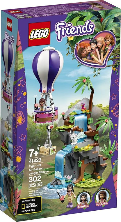 LEGO Friends Tiger Hot Air Balloon Jungle Rescue 41423 Friends Adventure Set Features a Toy Hot Air Balloon Friends Buildable Figures for Hours of Creative Fun (302 Pieces)