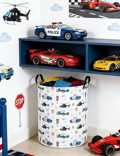 Police car Laundry Hamper,City Car Baby Laundry Hamper Kid Storage Basket,Collapsible Fabric Storage Container,Kids Laundry Basket,Gift Baskets,Toy,Home Organizer(Police car)