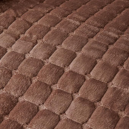 Quilted Recliner Chair Covers, Plush Non Slip Chair Slipcover Soft Washable Couch Cover Furniture Protector with Elastic Straps and Pocket for Kids, Dogs, Pets (Curry, 1 Seater)