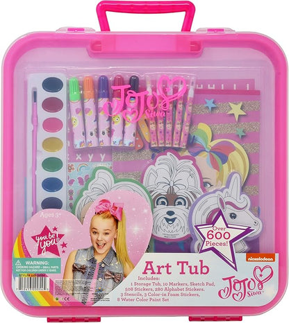 JoJo Siwa Coloring and Activity Art Tub, Includes Markers, Stickers, Mess Free Crafts Color Kit in Art Tub, for Toddlers, Boys and Kids