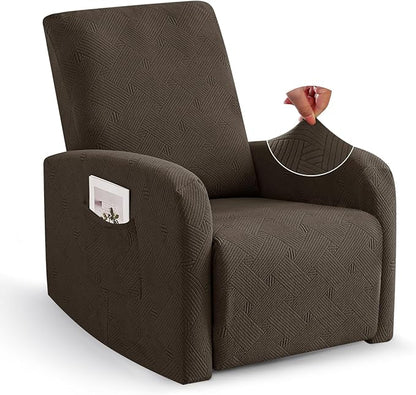 JIVINER Small Recliner Chair Covers, 3 Piece Slipcovers for Small Reclinering Chair, Soft Jacquard Recliner Protector/Furniture Slipcovers for Dogs,Cats (Recliner Small, Coffee)