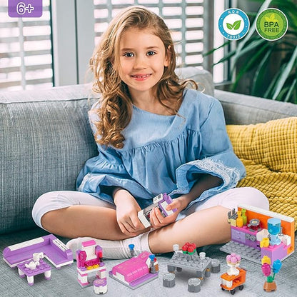 Friends House Building Block Sets, Girls Kitchen Bedroom Friendship Hotel Restaurant Apartment Playhouse Accessories Bricks Kit Birthday Roleplay Gifts for Old Kids 6+ 6-12 8-12