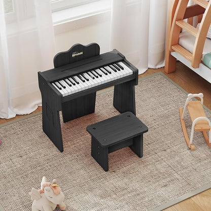 Kids Piano Keyboard, 37 Keys Wood Digital Piano for Kids, Mini Baby Piano Toy, Music Educational Instrument Toy for 2+ Girls and Boys (Black)