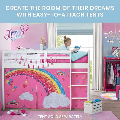 Delta Children Twin Loft Bed with Guardrail and Ladder, White Snooze 6 inch Memory Foam Twin Mattress (Bundle)