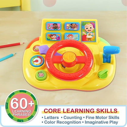 CoComelon Learning Steering Wheel with Lights and Sounds, Learning & Education, Batteries Included, Medium, Kids Toys for Ages 3 Up by Just Play