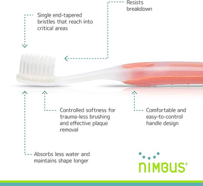 NIMBUS NIMBY Kid's Extra Soft Toothbrushes for Sensitive Teeth and Receding Gums, Periodontist Design Plaque Remover Travel Toothbrush, Individually Wrapped (4 Pack, Colors May Vary)