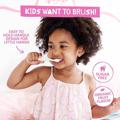 Jack N' Jill Tooth Buddy Combo Pack: Natural Certified Banana Toothpaste & Kids Toothbrush - Plastic Free Handle, Organic Fruit Flavor, Safe if Swallowed, Makes Tooth Brushing Fun for Kids