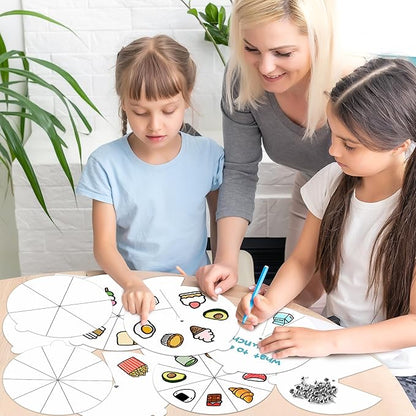 COcnny Spinning Coloring Wheel Craft - 30 Set Color Your Own Spinning Paper for Kids, DIY Color Blank Wheel Cards Kit, Summer Crafts Art Game for Sunday School Activities Home Classroom Party Supplies