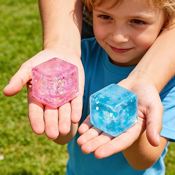 24 Pack Slow Rising Ice Cube Squishy Stress Balls，Stress Cube for Adults Kids , Sensory Fidget Toy for Anxiety Relief, Square Squeeze Toy for Classroom Prizes, Mini Nice Cube Squishy for Party Favors