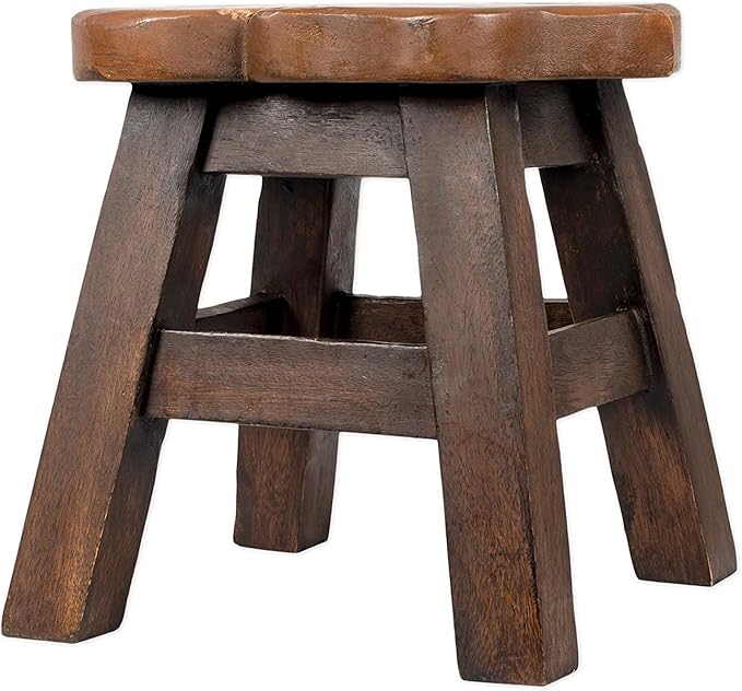 Fox Hand-Carved Acacia Hardwood 11 inch Decorative Animal Foot Rest Step Stool