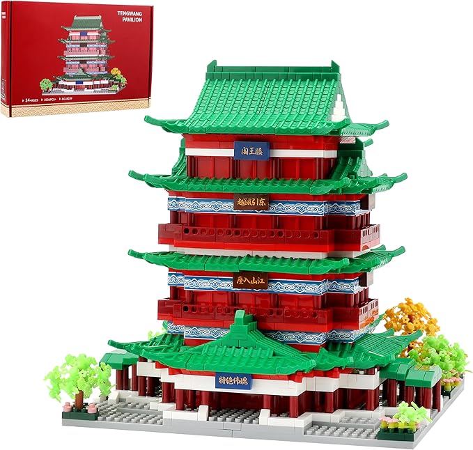 Chinese Ancient Architecture Micro Building Blocks Set - Tengwang Pavilion Model Kit, 2536 Pieces Creative Toy for Adults and Kids Ages 14+
