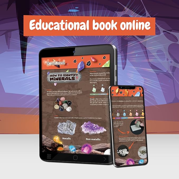 Science4you Gemstone Dig Kit for Kids – Learn About Gemstones & Archeology with This Excavation Kit, Discover All The Incredible Minerals, A Archeology Gift for Boys & Girls Age 6 7 8 9+