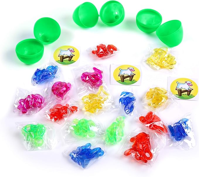 Giraffe 100 Pack Premium Prefilled Easter Eggs - Toy Filled Bulk Plastic Eggs for Kids with Slap Bracelets, Stickers, Light Up Rings - Perfect for Easter Egg Hunts - Bulk Prefilled Easter Eggs Toys!