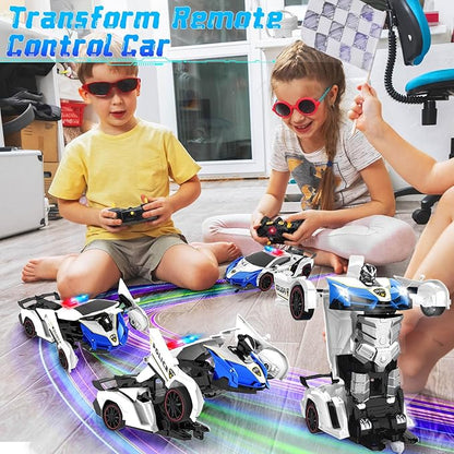 Dolanus Remote Control Car - Transform Police RC Cars, Robot Toys for Ages 5-7, Kids Toys, 4 Year Old Boy Toys, Birthday Gifts for Boys Kids Toddlers, Toys for 3 4 5 6 7 8 10 12 Years Old Boy- Blue