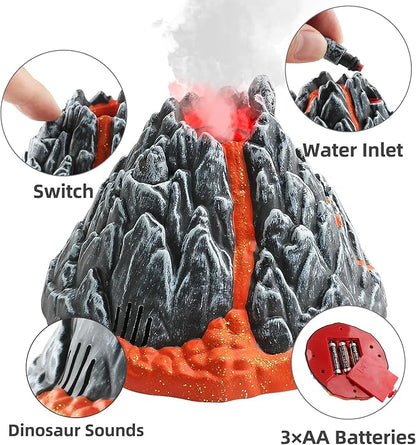 DINOBROS Volcano Toy for Kids 3-5, Mist-spouting Volcano Model with Dinosaur Sounds, Simulated Volcano Gifts for Boys and Girls