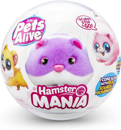 Pets Alive Hamstermania (Purple) by ZURU Hamster, Electronic Pet, 20+ Sounds Interactive, Hamster Ball Toy for Girls and Children