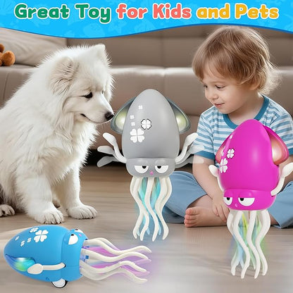 LZZAPJ Electric Dancing Octopus Light Music Suitable for 12-18 Months Old Baby Toys, Kid Crawling Squid Toys Suitable for Toddler Tummy time, Christmas for 1 2 3 4 5 6 Year Old Girl (Gray)