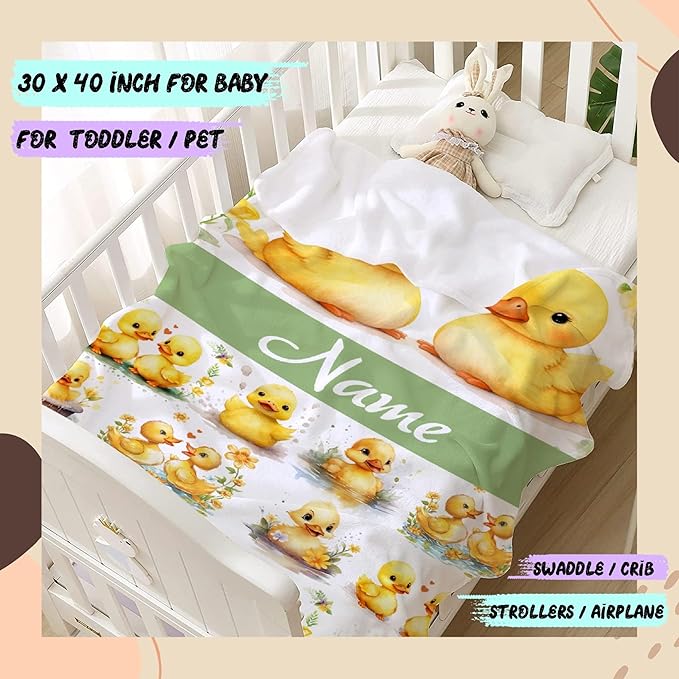 Aparajita Custom Name Yellow Ducks Adult Duck Blanket Kids Funny Blanket Suitable for Bedroom Bed Sofa Crib Couch Chair Outdoor All Season Items That Yellow Duck Lovers Will Love 40"x30"for Pets
