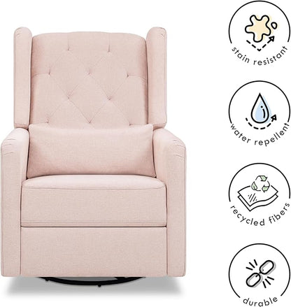DaVinci Everly Recliner and Swivel Glider in Performance Pale Blush Pink Eco-Weave, GREENGUARD Gold Certified