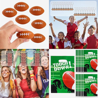 Kolewo4ever 295 Pieces Football Party Favors Football Themed Birthday Gift Goodie Bags Party Faovrs 24 Set Mini Foam Stress Balls,Slap Bracelet, Keychain, Charm Bracelets