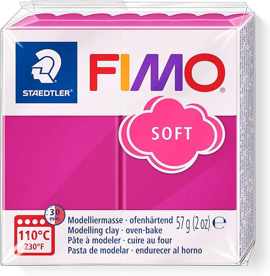 Staedtler FIMO Soft Polymer Clay - -Oven Bake Clay for Jewelry, Sculpting, Crafting, Raspberry 8020-22