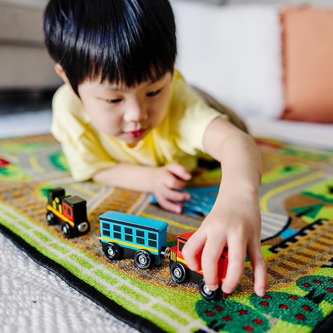 Melissa & Doug Wooden Magnetic Train Cars - 8 Piece Educational and Skill-Building Wooden Toy for Boys and Girls Magnetic Train, For Toddlers And Kids Ages 3+
