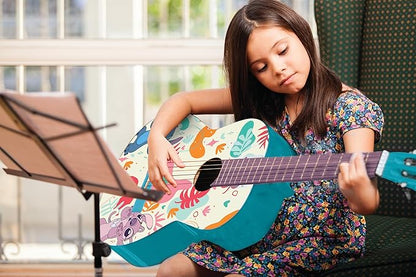 Lexibook, Disney Stitch, My First Wooden Acoustic Guitar, 6 Nylon Strings, 78 cm (30"), Learning Guide, Pick and Strap Included, Blue, K2000D