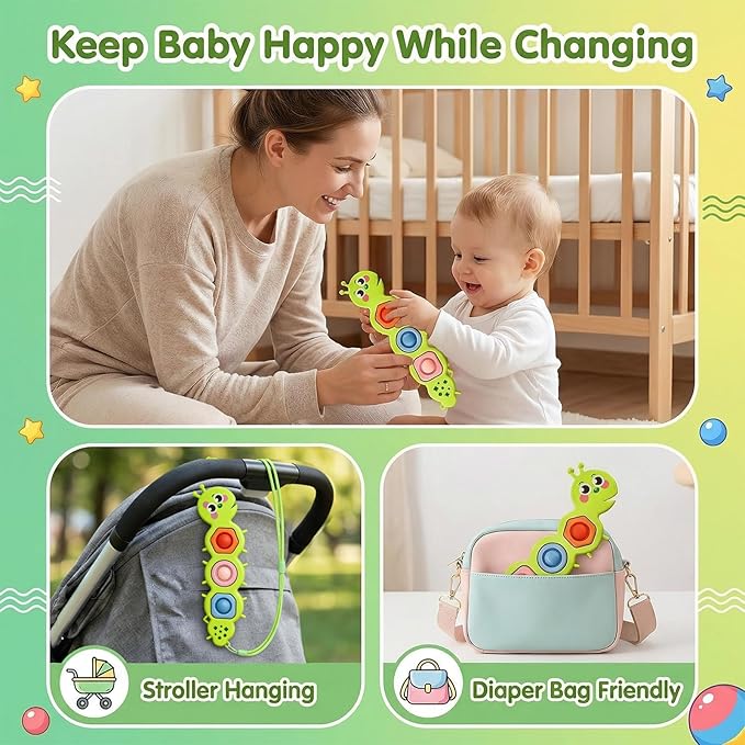 7 Pcs Fidget Popper Sensory Toys for Airplane Travel, Toddler Car Activities, Montessori Toys, Sensory Toys for Autistic Kids, Pop Fidget Toys for Toddlers 1-3 Years Old