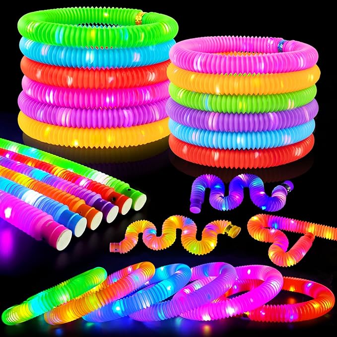 Glow Sticks Party Favors for Kids 12 PCS,Glow in Dark Party Supplies for Toddlers,Light Up Neon Necklace Bracelet Accessories Decorations for Boys Girls,Fun for 4th of July Birthday Dance Camp Care