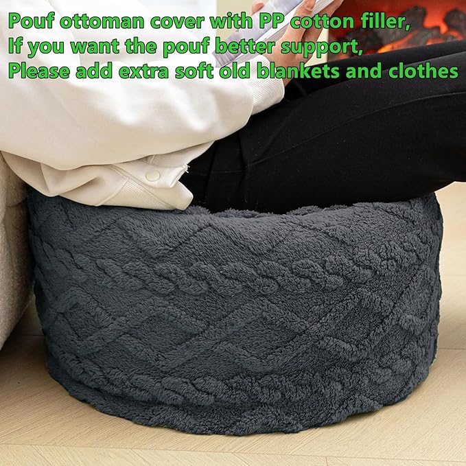 Round Pouf Ottoman Boho Poof Home Decor Floor Pouffe Handmade Circular Ottoman Footrest for Bedroom Foot Stool Poufs for Living Room 20x20x14 Inches