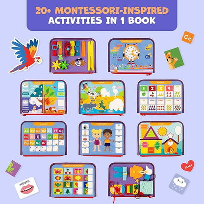 Clever Fox Play Busy Book for Toddlers 1-3 Year-Old – Baby Busy Board Book – Montessori Felt Activity Board for Learning Fine Motor Skills, Car Airplane Travel Toy – Birthday Gift for Kids Ages 1+