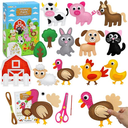 OKOOKO Animal Sewing Craft Kit, Sewing Craft Kit for Kids, DIY Crafting and Sewing Set, Plush Craft, Art Craft Kits, Fun and Educational Craft Set, Sew Your Own Felt Animals Craft Kit